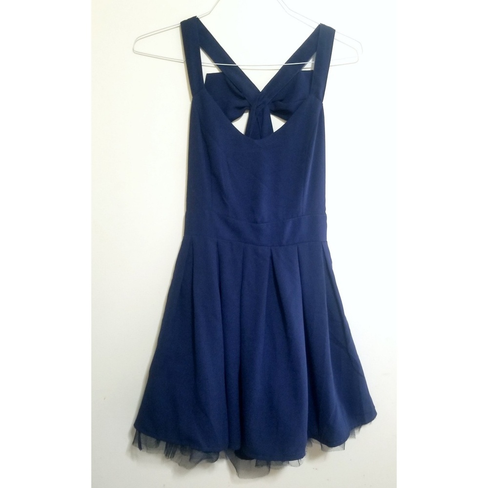 Navy blue party dress low back